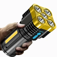 multifunctional led outdoor camping flashlight usb rechargeable powerful super bright 5 core portable torch