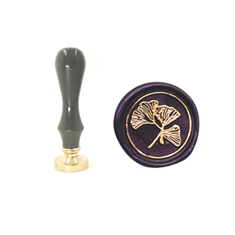 

Штамп для воска с натуральными листьями растений, изысканная пластиковая черная ручка, искусственная кожа, индивидуальное восковое уплотнение высокого качества 5