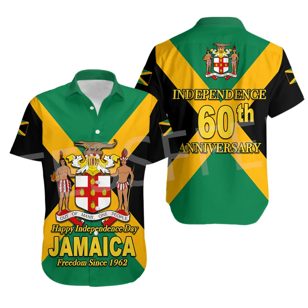 2022 Africa Country Reggae Jamaica Lion Tattoo Colorful Retro Hawaiian Beach Shirts 3DPrint Summer Funny Collar Short Sleeve Z1