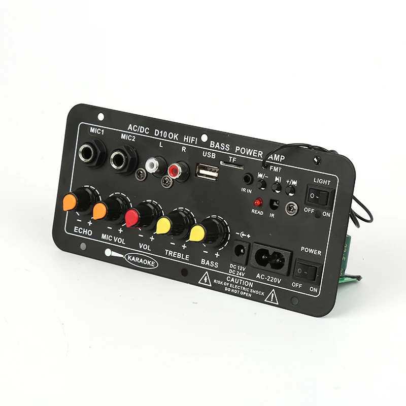 

AC 220V Subwoofer Digital Bluetooth Amplifier Board Dual Microphone Karaoke Amplifier Reverb For 8-12 Inch Speaker