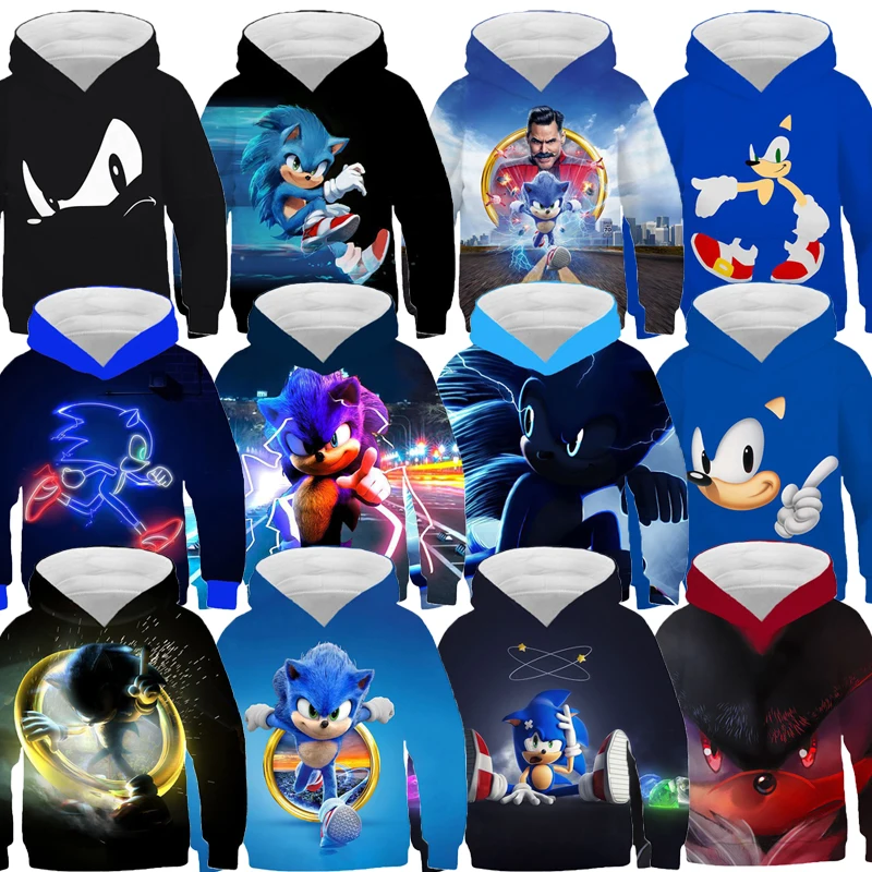 

2022 New Sonic Hoodies Girls Sweatshirt Autumn and Winter Long Sleeve Harajuku Pullovers Hoodie Sonic Casual Hooded Tops