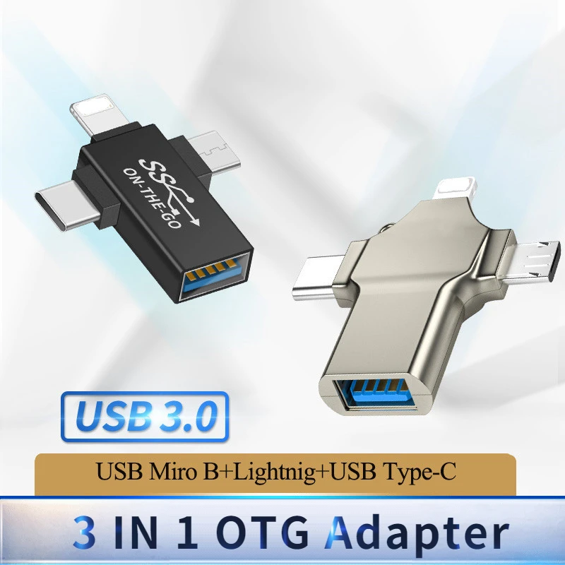 

Адаптер OTG 3 в 1 с разъемом микро-Usb Type-C и разъемом Usb 3,0