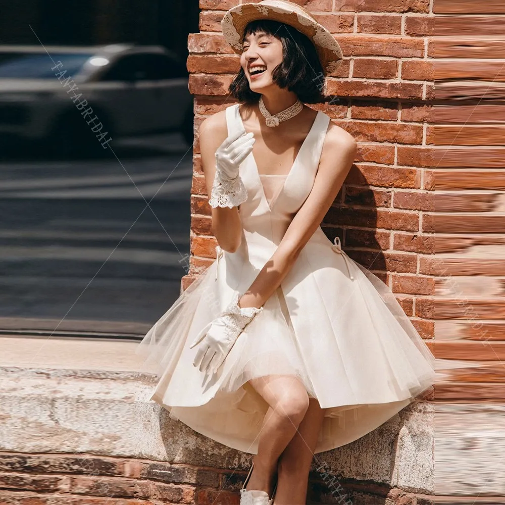 Женское свадебное платье с V-образным вырезом без рукавов