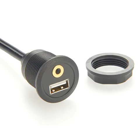 USB, 3,5 мм «папа» — USB — 3,5 мм «мама» Удлинительный кабель для крепления на панели для скрытого монтажа AUX Круглый кабель для крепления на панели 3,5 мм и USB 2.0 с разъемом