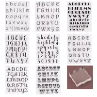 8PCS Sets English Alphabets Clear Stamp  DIY Hand Account Transparent Silicone Stamp Rubber Stamp with Curved Back Plate 7x5.5"