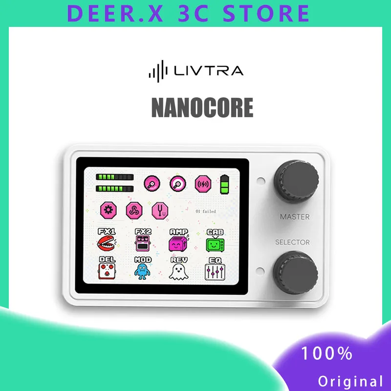 Фото Многофункциональный педаль мультиэффектов Livtra Nanocore Mini для электрогитары, портативный, с поддержкой NAM/IR, длительным сроком службы батареи, 2,4-дюймовым дисплеем. №1