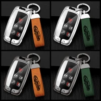 zinc alloyleather car intelligent remote control key bag case holder shell buckle for jaguar xe xj xjl xf c x16 v12 accessories