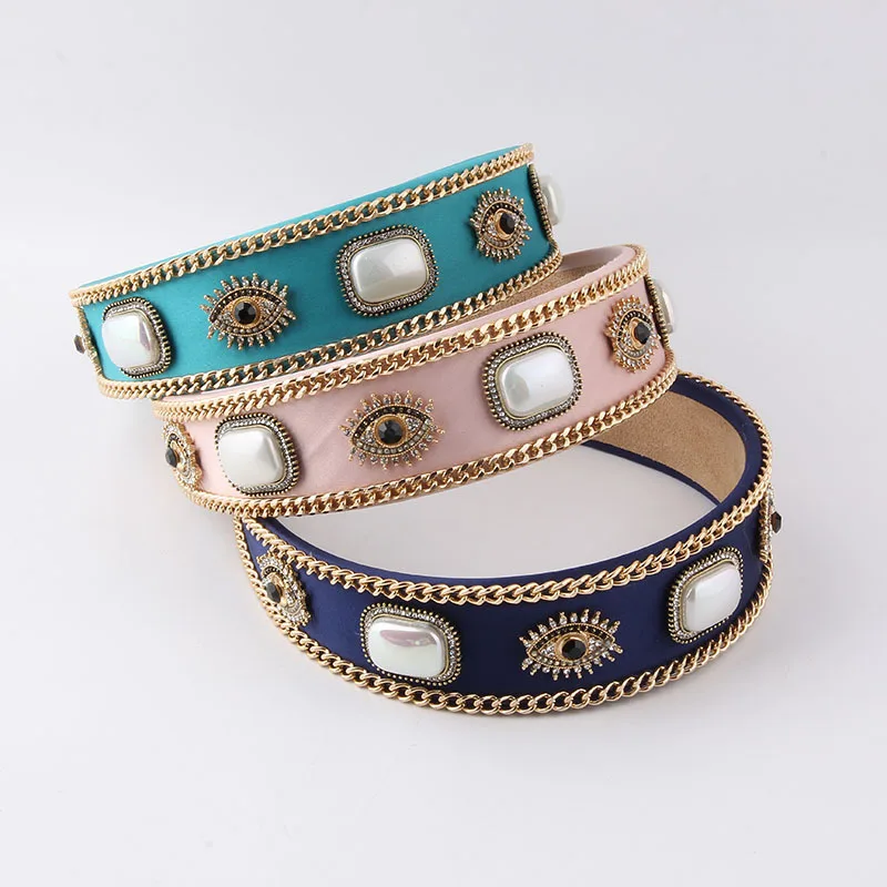 

Повязка для волос в стиле барокко для женщин, винтажная крупная заколка с жемчугом, модная женская цепочка для волос