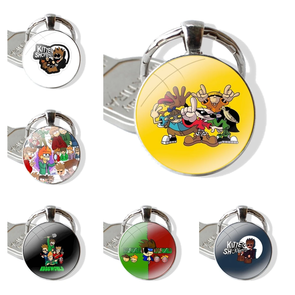 Eddsworld котенок покупки стеклянный кабошон брелок подвеска автомобильные брелки ручной работы Мультфильм Креативный модный дизайн