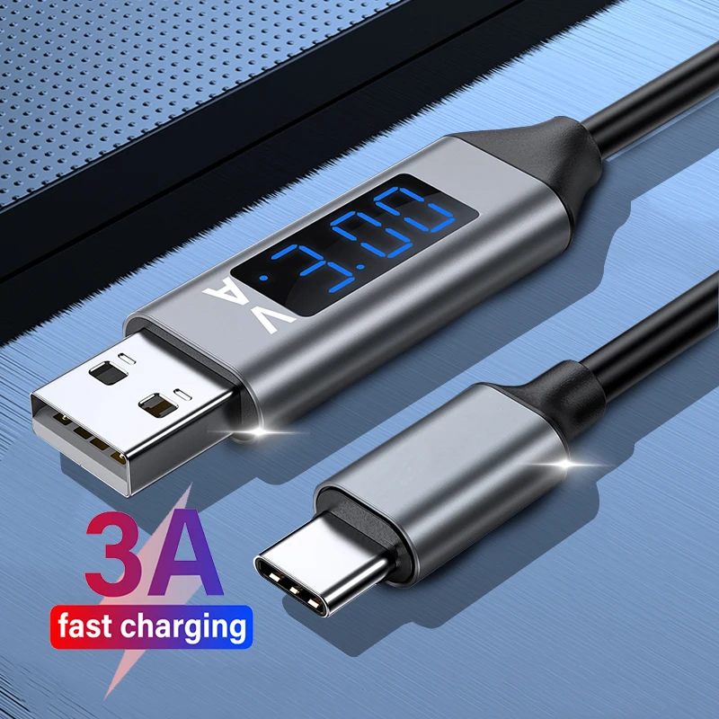 

3A USB Type C Digital Display Cable Mobile Phone Charger USBC Wire Fast Charging Micro USB Cable For iPhone 12 Pro Max Xiaomi 11