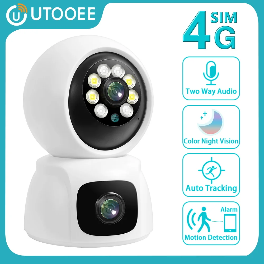 

UTOOEE 4K 8MP 4G Dual Lens PTZ Camera Dual Screen AI Human Auto Tracking Indoor Home Secuity CCTV Surveillance IP Camera OKAM
