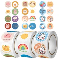 500 pcsroll cartoon animals cute stickers round sealing labels gift box package kawaii stationery thank you decorative sticker