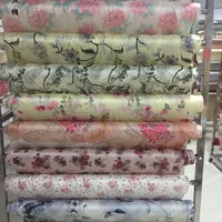 2m/lot 114cm Width Luxury Tulle Designer Mulberry Silk Fabric Flower Print Bedding Cheongsam Wedding Dress Sewing Accessories