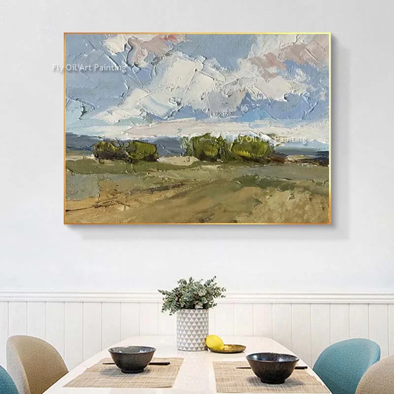 Современная Минималистичная картина ручной работы Landscpae толстая масляная
