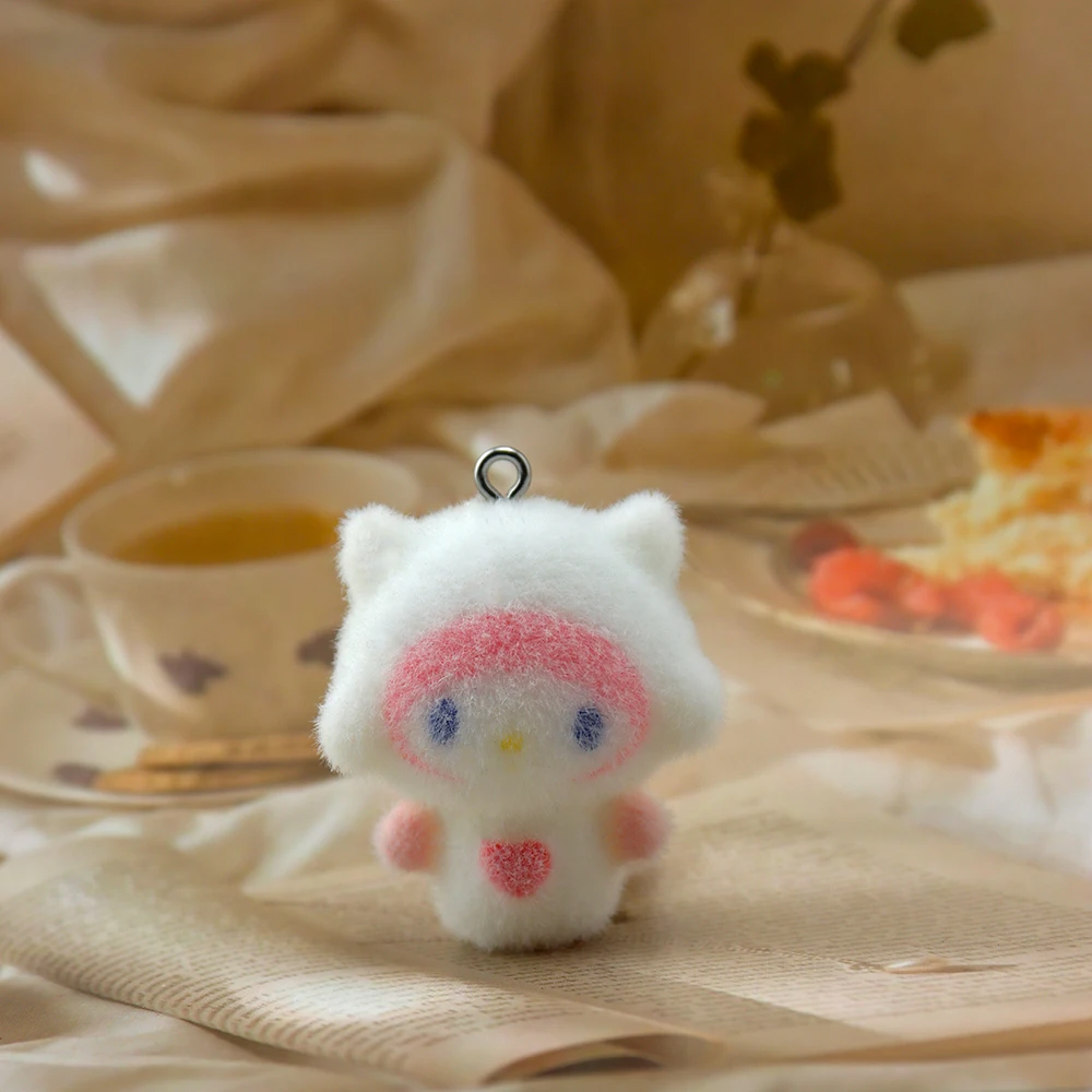 10 шт. 3D милые флокированные подвески в виде овцы с мультяшными животными подвеска