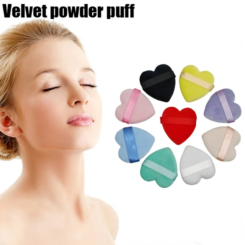 

2pcs Powder Puff Face Makeup Tool Sponge Velvet Dry with Heart-shaped Makeup Puff Soft Smooth Facial Beauty Washable Tool