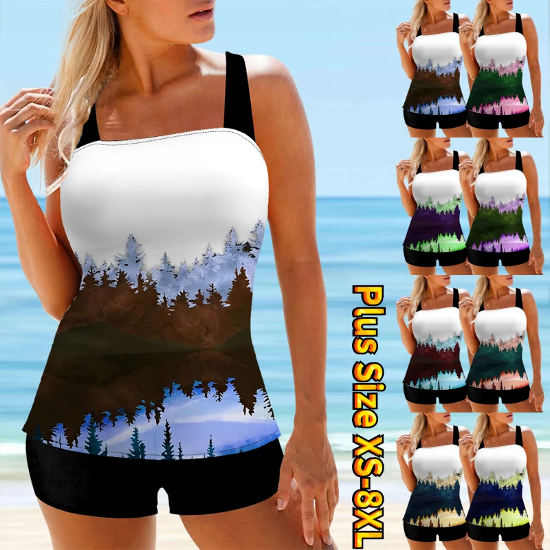 

Новинка лета 2023, женские сексуальные танкини из двух частей, модные монокини с высокой талией, новый дизайн, пляжная одежда с принтом, купальник, модное бикини