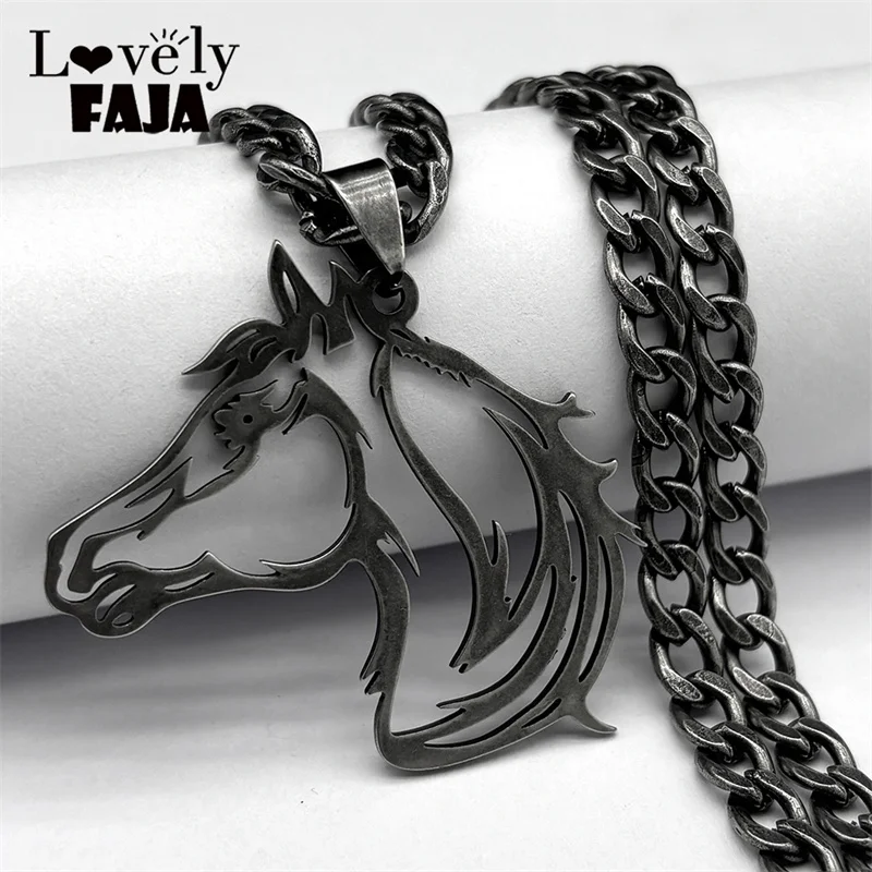 Прекрасное ожерелье с подвеской в виде головы лошади женское и мужское из