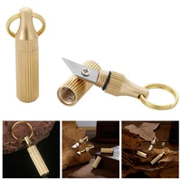 1pc brass capsule keychain mini knife multifunctional edc tools portable keychains outdoor emergency mini pocket cutting tool