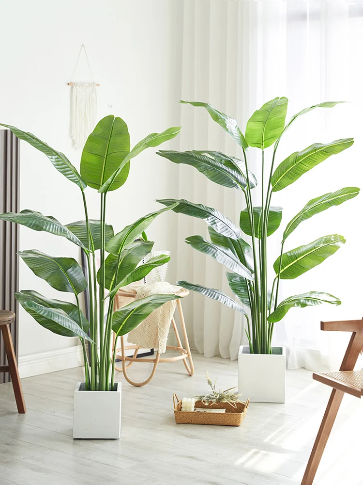 

Artificial Green Plant Potted Ornaments Living Room Decoration Bird of Paradise Traveler Banana Floor Large Plant Fake Tree