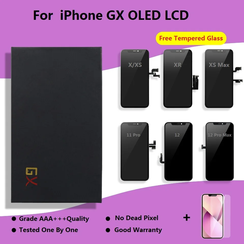

10 Piece GX Grade AAA+ Replacement Touch Screen Digitizer Assembly For iPhone X XS XR XsMax 11 12 Pro Max Mini LCD Display