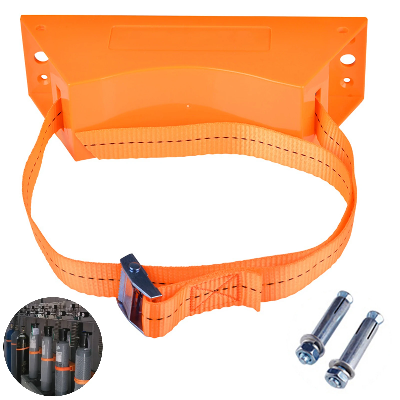 

Gas Cylinder Holder 2 Screws Durable Wall Mounted Safety Hydrogen Propane Tank Laboratories Hospitals Adjustable Strap Schools
