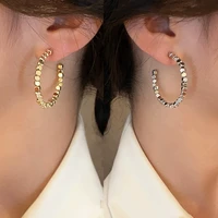 2022 new fashion big square metal circle beads hoop earrings for women fashion earring jewelry