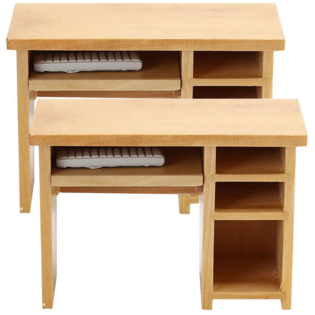 

Wooden House Furniture Dollhouse Computer Desk Keyboard Decorative Miniature