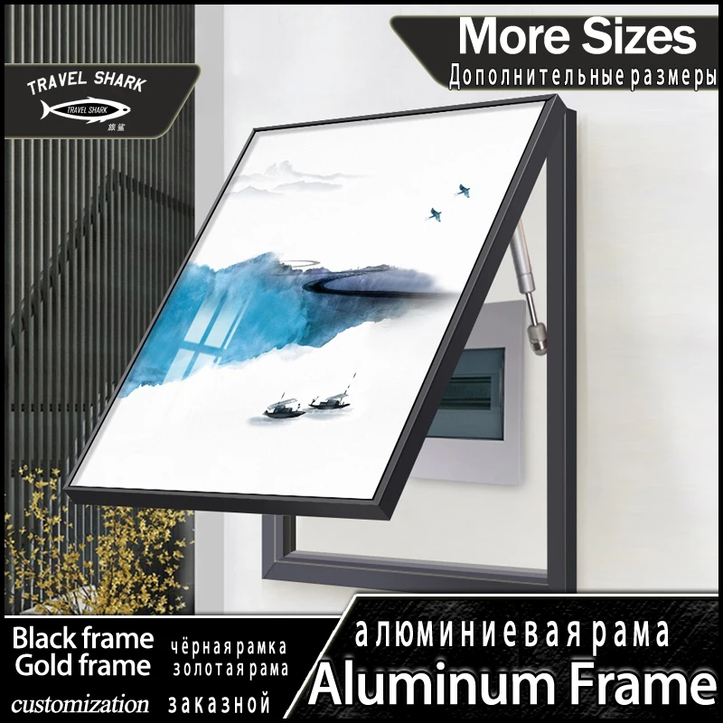 

Nordic Decoration Painting Of Electric Meter Box Chinese Style Poster Pictures Wall Art Home Room Decor Photo Mural With Frame