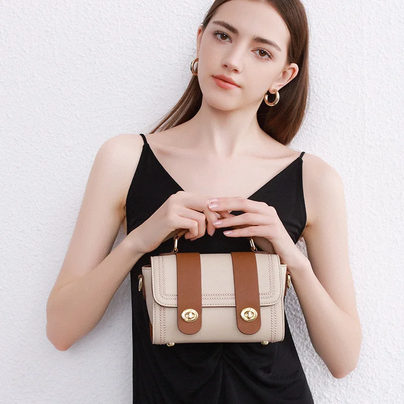 LOERSS Versatile Shoulderbag for Women Light Luxury Cowhide Crossbody Small Bags Commuter Shopping Handbag 2023 New Design