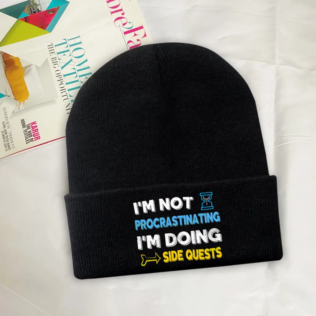 

I'm Not Procrastinating Skullies Beanie COD Black Ops Cold War Knitted Bonnet Teens Warm Caps Skiing.Hiking Brimless Elastic Hat