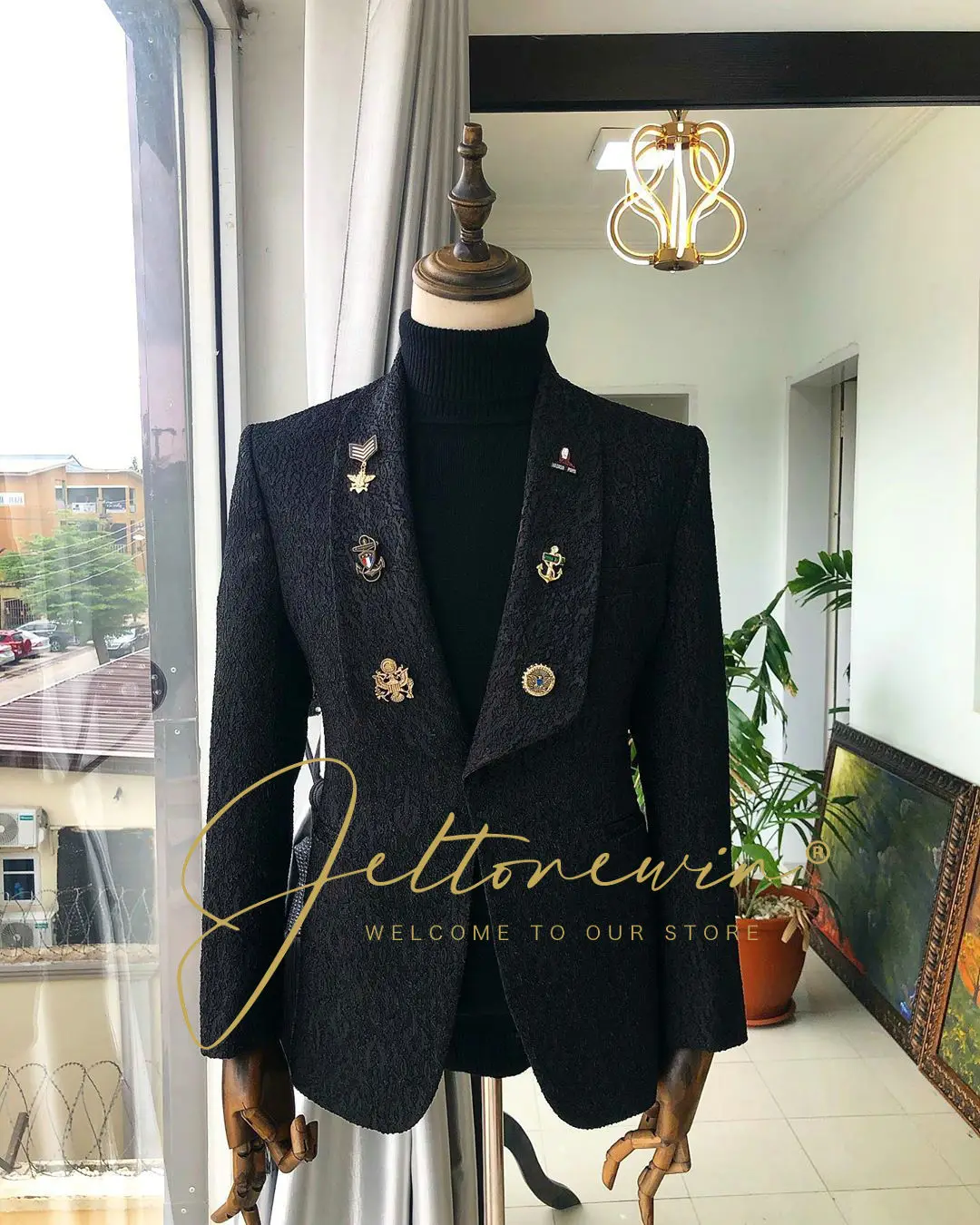 Мужской Жаккардовый Блейзер облегающий жаккардовый пиджак мужское Клубное