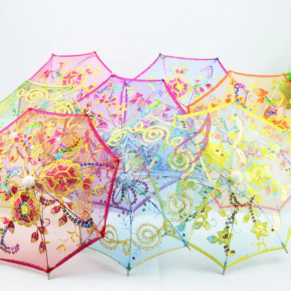 

Umbrella Mini Toy Model Kids House Imitation Miniature Lace Simulation Decoration Children Decorations Parasol Play Embroidery