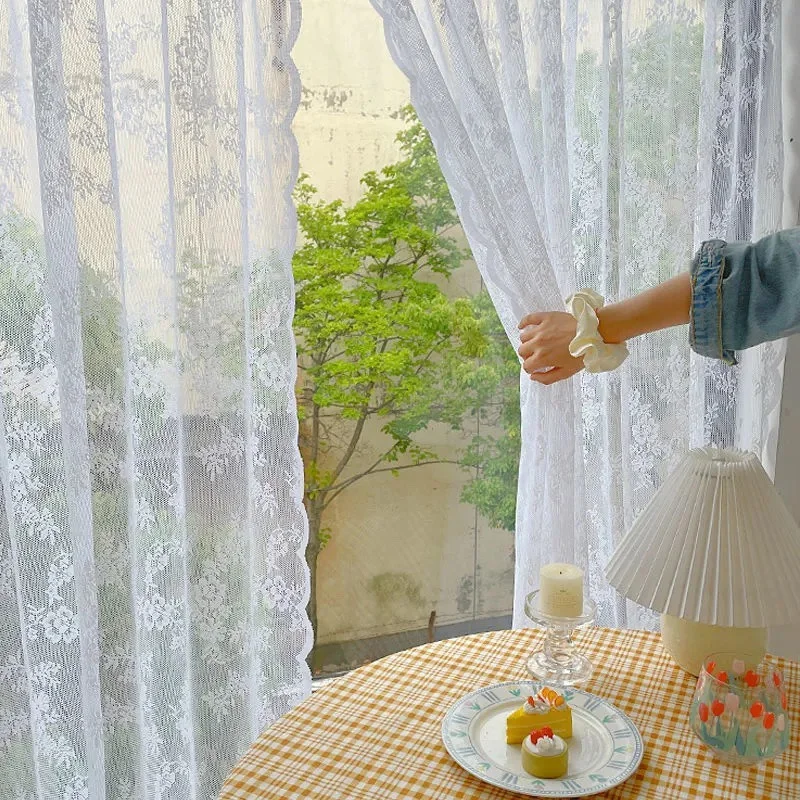 

Pastoral White Tulle Sheer Window Curtains European Lace Voile Organza Curtain Fabric Drapes Door Curtain Modern Home Decoration