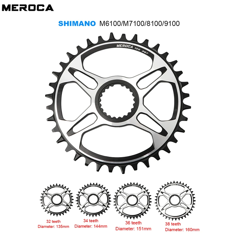

MEROCA Direct Mount 32T 34T 36T 38T 40T Bicycle Chainring for SHIMANO M6100 M7100 M8100 M9100 12 Speed Round MTB Chainwheel