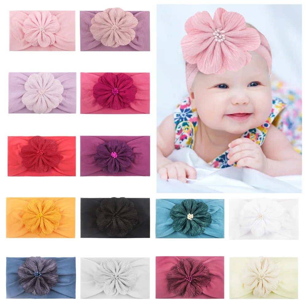 

Soft nylon hair band Baby elastic match head flower hair accessories Children's accessories