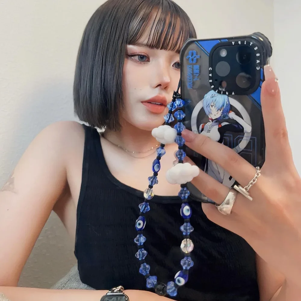 Синие цепочки для телефона Lucky Eye белое облако Турция злые глаза акриловый