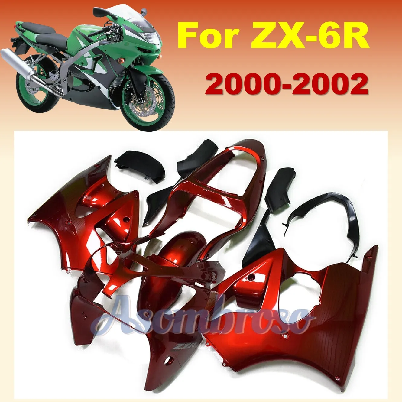 Обтекатель ABS для Ninja ZX-6R 2000 2001 2002 ZX6R 00-02 zx-6r темно-красный кузов литья под давлением