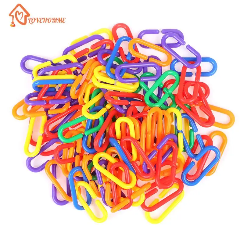 

50PCS/lot Plastic Parrot Toys C-clips Hooks Chain C-links Sugar Glider Rat Parrot Bird Toy Parts Parakeet Bird Accessories