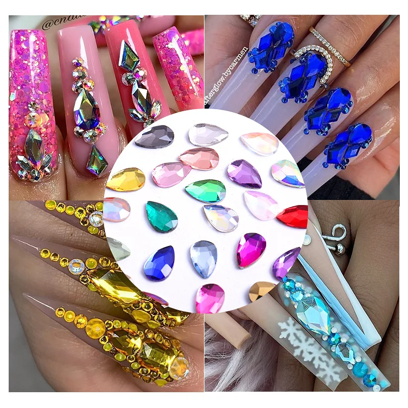 

480Pcs Glass Crystal Rhinestones Set With 1Pc Dotting Pen Flatback Different Multicolor Nail Art Rhinestones Luxury Nail Decor #