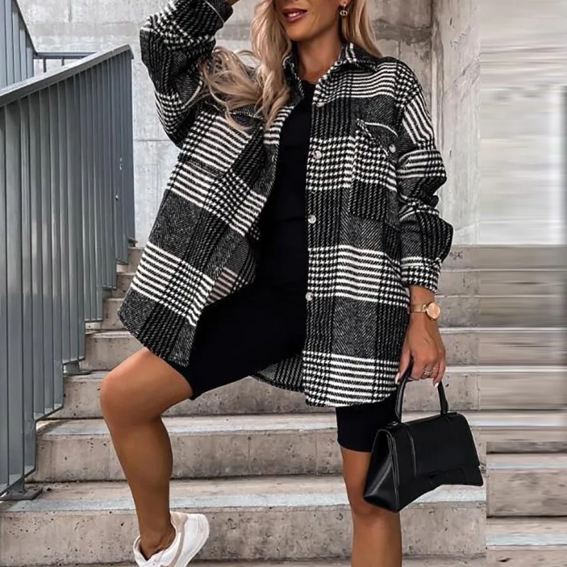 

Элегантная однобортная Классическая рубашка с отложным воротником, осенне-Весенняя Повседневная рубашка с длинным рукавом, модное уличное...