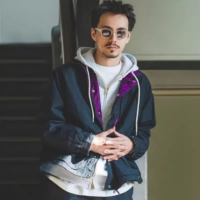 Водонепроницаемая нейлоновая куртка в стиле ретро для мужчин и женщин