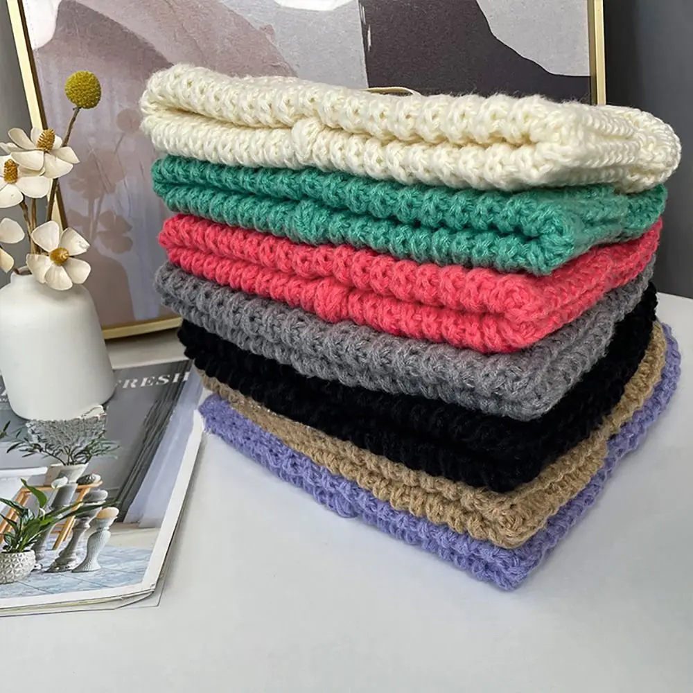 

Однотонная вязаная шапка, повседневные зимние теплые плотные шапки, шапки, плюшевая шапка с защитой ушей