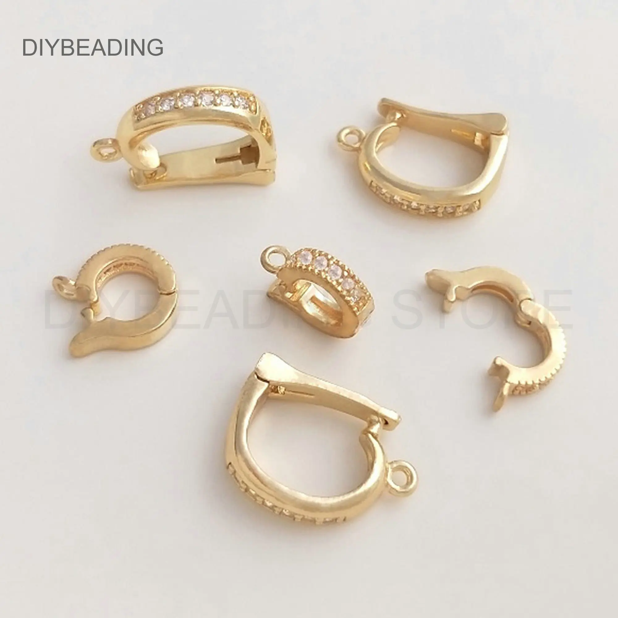 

Bail Clasp for Necklace Making Supply 14K Real Gold Plated Brass Circle Spring Push Gate Closure Connector Holder Finding(2Size)