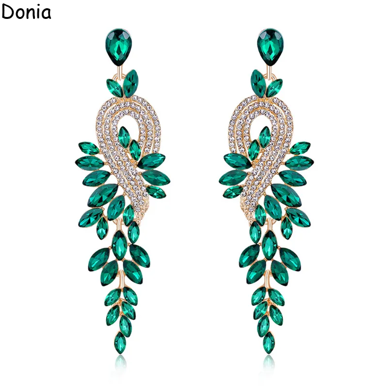 

Donia Jewelry European and American classic crystal earrings geometric tassel micro-encrusted rhinestones new luxury bridal gift