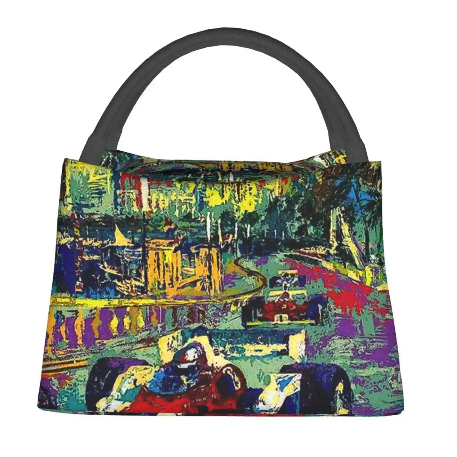 

"Monaco Grand Prix" Vintage Auto Racing Painting Print Cooler Thermal Insulated Bag Custom Gift Monaco Grand Prix Psychedelic