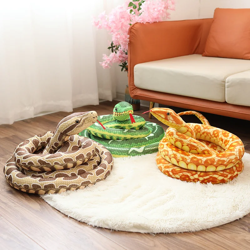 

220-400CM Simulated Golden Python Snake Plush Toy Giant Boa Long Stuffed Snake Plushie Pillow Children Boys Gift Home Decoration