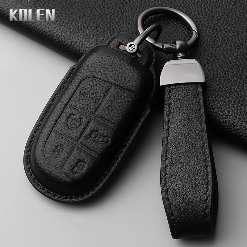 

Чехол для автомобильного ключа из натуральной кожи для Jeep Renegade, Grand Cherokee, Dodge Ram, зарядное устройство 1500 чехол 300C Journey