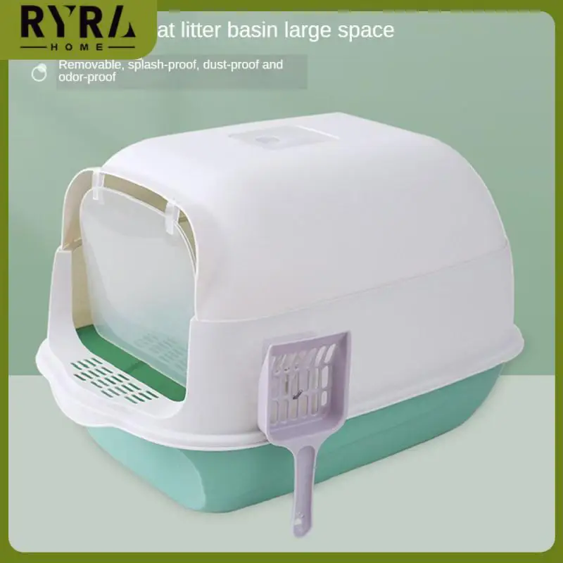 

Plastic With Spoon Cat Excrement Basin Front Lift Cover Pet Litter Box Clean Basin Pet Bedpan Toilet Pets Supplies Splash Proof