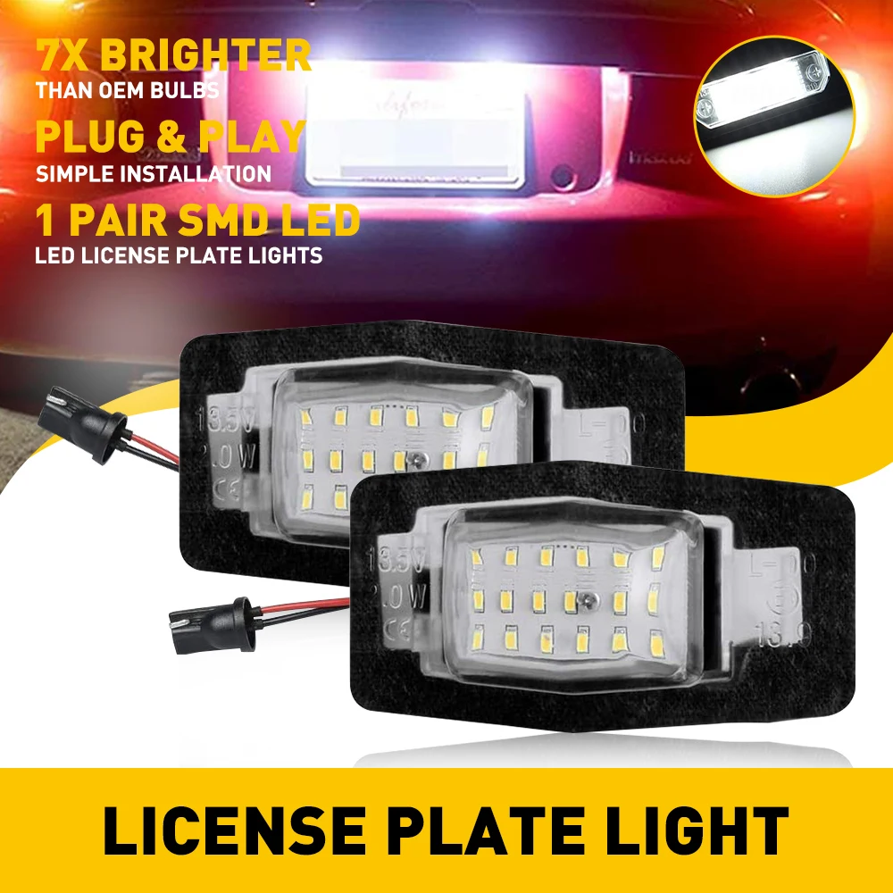 

2Pcs 18SMD LED License Plate Lights Lamps For Ford Escape 1999-2005 Mazda Miata MX-5 Protege 5 MPV Tribute 6000k 12v Auto Bulb